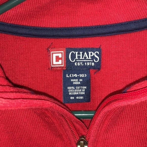 CHAPS Red Quarter Zip Collared Long Sleeved Cotton Sweater Size L - Picture 3 of 4